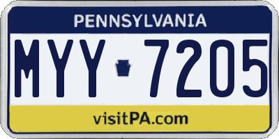 PA license plate MYY7205