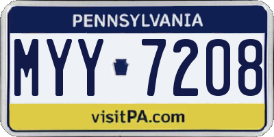 PA license plate MYY7208