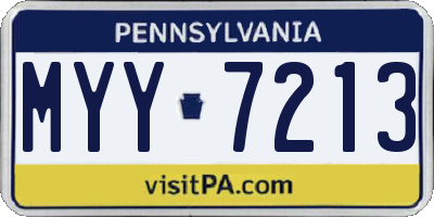 PA license plate MYY7213