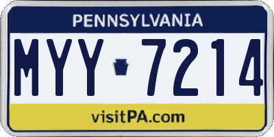PA license plate MYY7214