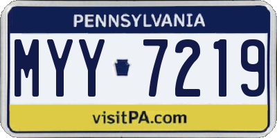 PA license plate MYY7219