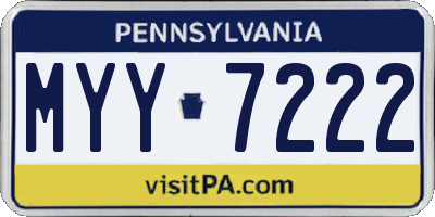 PA license plate MYY7222
