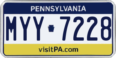 PA license plate MYY7228