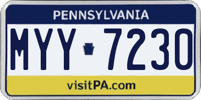 PA license plate MYY7230