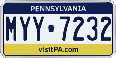 PA license plate MYY7232