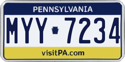 PA license plate MYY7234