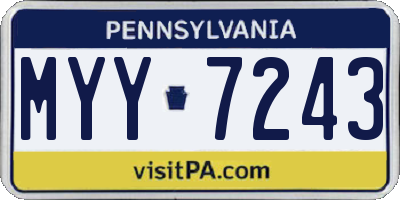 PA license plate MYY7243