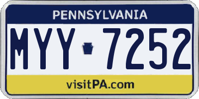 PA license plate MYY7252
