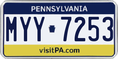 PA license plate MYY7253