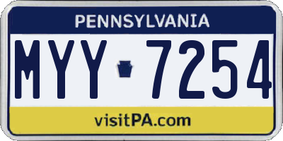 PA license plate MYY7254