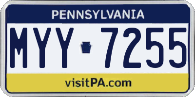 PA license plate MYY7255