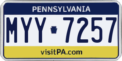 PA license plate MYY7257