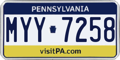 PA license plate MYY7258