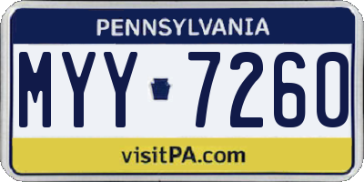 PA license plate MYY7260