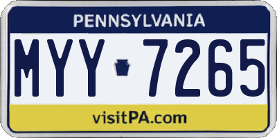 PA license plate MYY7265
