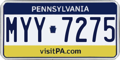 PA license plate MYY7275