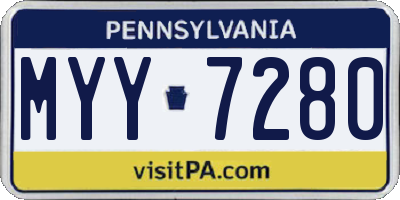 PA license plate MYY7280