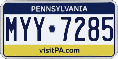 PA license plate MYY7285