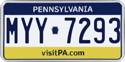 PA license plate MYY7293