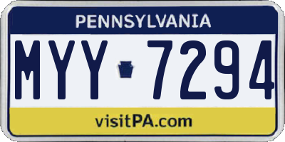 PA license plate MYY7294