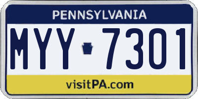 PA license plate MYY7301