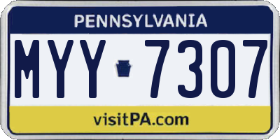 PA license plate MYY7307