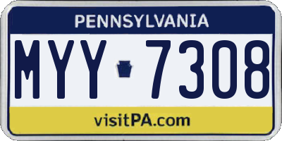 PA license plate MYY7308