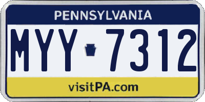 PA license plate MYY7312