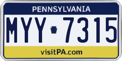 PA license plate MYY7315