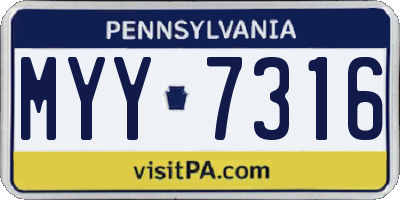 PA license plate MYY7316
