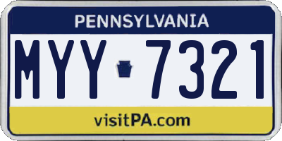PA license plate MYY7321