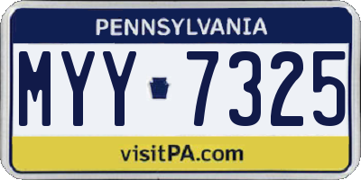 PA license plate MYY7325