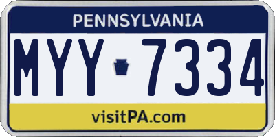 PA license plate MYY7334