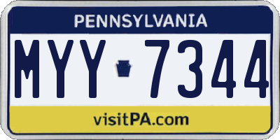 PA license plate MYY7344