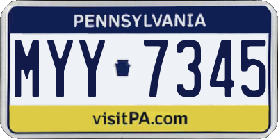 PA license plate MYY7345