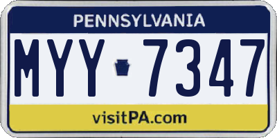 PA license plate MYY7347