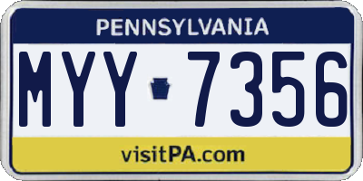PA license plate MYY7356