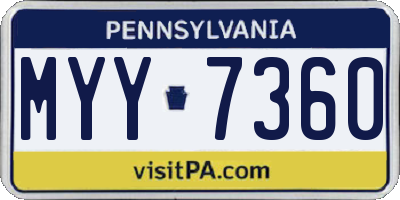 PA license plate MYY7360