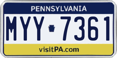 PA license plate MYY7361