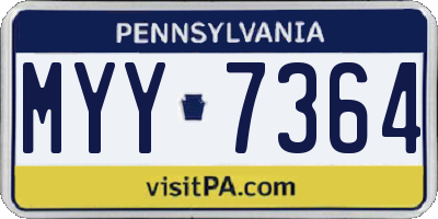 PA license plate MYY7364