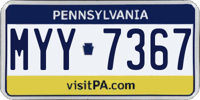 PA license plate MYY7367