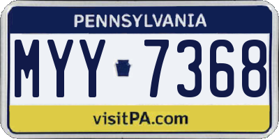 PA license plate MYY7368