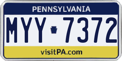 PA license plate MYY7372