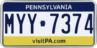 PA license plate MYY7374