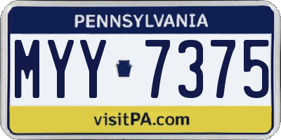 PA license plate MYY7375