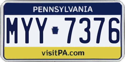 PA license plate MYY7376