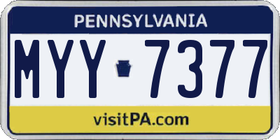 PA license plate MYY7377