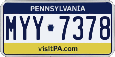 PA license plate MYY7378