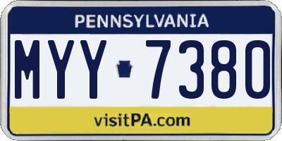 PA license plate MYY7380