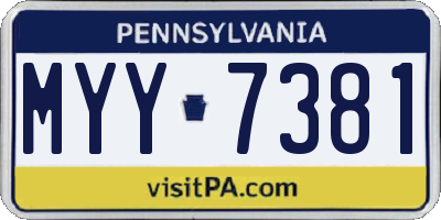 PA license plate MYY7381